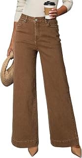 Dokotoo Women's Casual High Waisted Jeans Stretch Wide Leg Loose Denim Pant