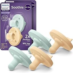Philips Avent Soothie Baby Pacifiers - 100% Silicone Pacifiers for Babies 0-3 Months, One-piece Design, BPA-Free, Ext...
