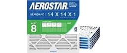 Aerostar Air Filter 14x14x1 MERV 8 AC Filter, HVAC, Furnace Filter, 6 Pack | ACTUAL SIZE (13.75 x 13.75 x 0.75) AC Fi...