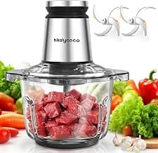 600W Food Chopper 8 Cup Glass Food Processor Meat Grinder | stainless steel body, BPA-free glass bowl, 25 speeds & 2 ...