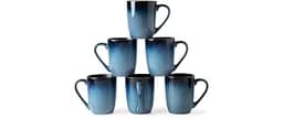 MONITO 14oz Ceramic Coffee Mugs Set of 6, Ice-Snow Blue Mugs with Handle | Perfect for Latte, Cappuccino, Tea & Cocoa...