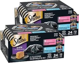 Sheba Perfect Portions Pate Wet Cat Food, Seafood Pack, 2.6 oz, 12 ct, 2pk
