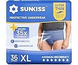 SUNKISS Ultra Thin & Soft Incontinence Underwear for Men, Disposable Adult Pull Ups, Super Soft & Maximum Absorbency,...