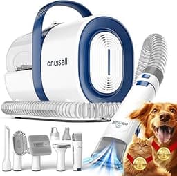 oneisall Dog Grooming Vacuum, Pet Grooming Vacuum with Clipper Nail Grinder, 1.5L Dust Cup Dog deshedding Brush with ...