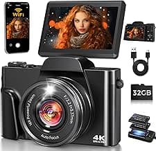 4K Digital Camera for Photography with WiFi,64MP Autofocus 3'' 180° Flip Screen 16X Zoom Vlogging Camera for YouTube,...
