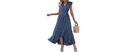 BTFBM Swiss Dot Wedding Guest Dresses for Women | Cap Sleeve,V Neck,Tie Waist,Flowy,Ruffle,Baby Shower,Cocktail,Boho ...