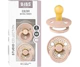 BIBS Pacifiers - Studio 2 Pack | Round Nipple Baby Pacifier | BPA Free Natural Rubber Latex Soother | Made in Denmark...