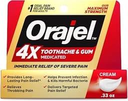 Orajel 4X Toothache and Gum Pain Medicated Pain Relief Cream, 0.33 Oz | Immediate Relief, For Severe Tooth & Gum Pain...