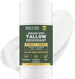 Beef Tallow Deodorant for Men & Women, Forest Amber