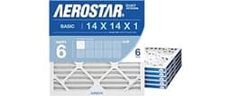 Aerostar 14x14x1 MERV 6 Pleated Air Filter, AC Furnace Air Filter, 6 Pack (Actual Size: 13 3/4"x13 3/4"x3/4")