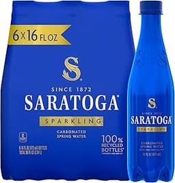 Saratoga Sparkling Water Bottles, 6-Pack – Carbonated Spring Bottled Water – Recycled PET Plastic Bottles – 16 Fl Oz