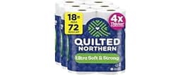 Quilted Northern Ultra Soft & Strong Toilet Paper, 18 Mega Rolls = 72 Regular Rolls, 4X Stronger*, Premium Soft Toile...