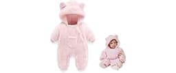 AiWMGL Newborn Baby Bear Outfit Suit Girls Boys Fleece Jumpsuit Romper Hooded Coat Winter Clothes Outwear Snowsuit