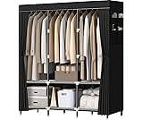 LOKEME Wardrobe Closet,Portable Closet for Bedroom Steel Pipe Diameter 19mm Strong and Sturdy Black Portable Closets ...