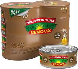 Genova Premium Yellowfin Tuna in Olive Oil, 5 Ounce Cans, 8-Pack – Nutrient Rich, High Protein Canned Tuna Fish - Del...