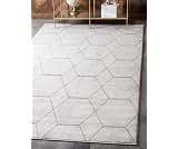 Unique Loom Trellis Frieze Collection Area Rug - Geometric (7' 10" x 10', Ivory/ Gray)