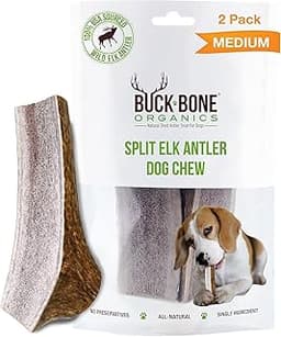 Buck Bone Organics Dog Chews, Antlers for Dogs, Premium Natural Elk, Long Lasting Dog Bones for Aggressive Chewers, N...