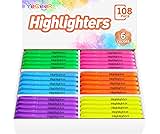 YEGEER Highlighters, Chisel Tip Dry-Quickly Highlighter Markers, 108 Count-6 Assorted Colors Highlighters Bulk Pack f...