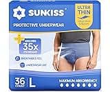 SUNKISS Ultra Thin & Soft Incontinence Underwear for Men, Disposable Adult Pull Ups, Super Soft & Maximum Absorbency,...
