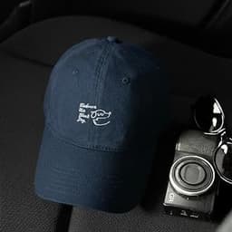 Embroidered Cotton Baseball Cap - Graphic Text Dad Hat, Navy