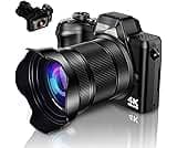 4K Digital Camera for Photography, 56MP Autofocus Vlogging Camera for YouTube Travel, 3" 180°Flip Screen & Lens Hood ...