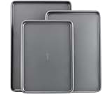 GoodCook Everyday Nonstick Baking Sheet Set, 3 Pack Includes Small (13×9) Medium (15×1) and Large (17×11) Pans Carbon...
