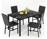 Hooseng Kitchen Table Set 5 Piece Dining Room Table Set Marble Dining Table 4 Chair Dining Table Set for Kitchen Livi...