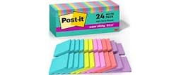 Post-it Super Sticky Notes, 3 x 3 in, Supernova Neons, 24 Pads | School Supplies and Office Supplies, 2X the Sticking P...