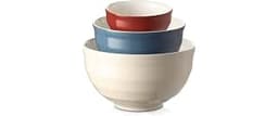 DOWAN Ceramic 4.25/2/0.5 Qt Mixing Bowls for Kitchen, Nesting Large Mixing Bowl Set for Space Saving Storage, Great f...