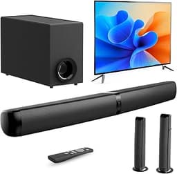 MZEIBO Sound Bar with Subwoofer, 120W Peak 2.1 CH Detachable Soundbar for TV, 2-in-1 Home Theater Audio System with D...