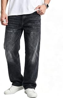 JMIERR Men's Baggy Denim Pants Stretch Wide Leg Jeans