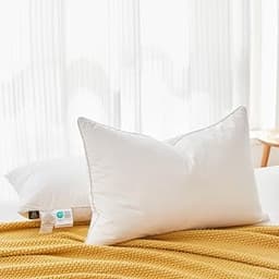 L LOVSOUL 90% Goose Down Pillow Standard Size of 2,Ultra Soft 100% Organic Cotton Fabric, 700TC,800 Fill Power, Luxur...