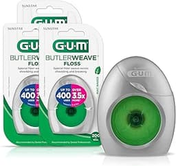 GUM ButlerWeave Woven Dental Floss, Shred Resistant Waxed Floss, Mint Flavored, 1 Count (Pack of 3)