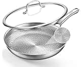 Tumzak Titanium Pans for Cooking, 12-Inch Titanium Pan with Lid, Non-Stick Frying Pans, PFAS/PFOA/PTFE-Free, Dishwash...