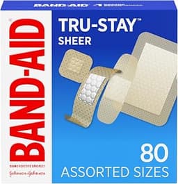 BAND-AID Brand Tru-Stay Sheer Adhesive Bandages, Assorted Sizes, 80 Count | Dependable Lightweight Protection, Steril...