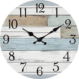 KECYET Wall Clock Battery Operated 12 Inch Silent Non Ticking Coastal Design Country Rustic Retro Decorative for Bath...