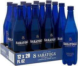 Saratoga Sparkling Water Bottles, 12-Pack – Carbonated Spring Bottled Water – Recycled PET Plastic Bottles – 28 Fl Oz