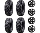 Tusk Set of 32x10-14 TERRABITE Heavy Duty 8-Ply Radial UTV Tires mounted on Tusk CASCADE Wheels -Compatible with POLA...