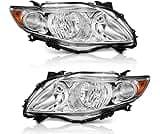 WEELMOTO Headlights for 2009-2010 Toyota Corolla, Headlamp Replacement compatible with 09 10 Toyota Corolla Chrome Ho...