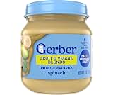 Gerber Stage 2 Banana Avocado Spinach Baby Food, 4 Oz, 10 Pack | Stage 2 fruit and veggie puree jar; banana avocado s...