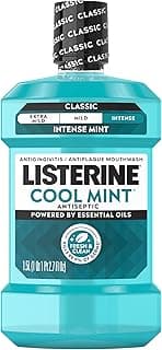 Listerine Cool Mint Intense Antiseptic Mouthwash, Daily Oral Rinse Kills 99.9% of Germs that Cause Bad Breath, Plaque...