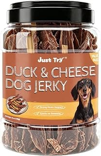 Just Try Duck Cheese Jerky Dog Treats High Protein Calcium Support 14 oz | Rich in calcium, this delicious dog duck j...