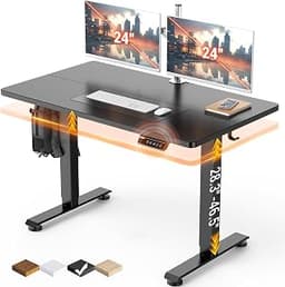 Veken 47.2 Inch Large Electric Standing Desk, Gaming Table, Black | Height Adjustable Sit Stand Up Computer Tables fo...