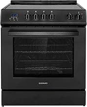 30 in. Stellar Coll 4.9 cu. ft. 4 Burner Electric Range, Convection, Black | Cosmo COS-ERD304K-BK Glass Cooktop, Dual...