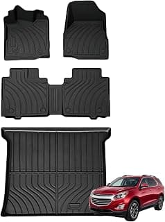 Platch All Weather Full Set Car Floor Mats & Cargo Liner for 2012-2017 Chevy Equinox & GMC Terrain, Anti-Slip, Wear R...
