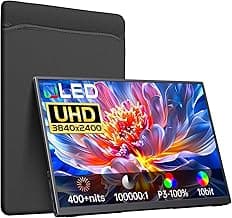4K Portable Monitor OLED 3840×2400p, 14" Ultra Slim Travel Monitor, 400+ Nits |100% DCI-P3 | 1000000:1 Contrast, HDMI...