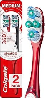 Colgate 360 Optic White Advanced Whitening Toothbrush, Adult Medium Toothbrush with Whitening Cups, Helps Whiten Teet...