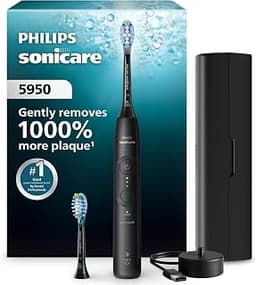 Philips Sonicare 5950 Rechargeable Electric Toothbrush, 2 Brush Head, Black