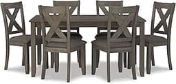 Signature Design by Ashley Caitbrook Rustic 7-Piece Dining Set – Rectangular Table with 6 X-Back Upholstered Chairs, ...