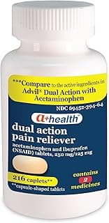 A+Health Dual Action Pain Relief Ibuprofen Acetaminophen Caplets 216 Count | Contains 2 Medicines in 1 Caplet, Up to ...
